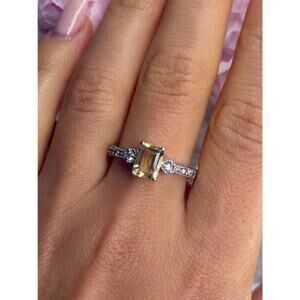 925 Sterling Silver Citrine & Beryl Ring Size 10